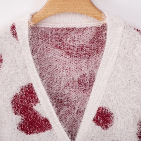 Berry Leopard Print Long Fuzzy Cardigan Sweater - Picture 2 of 2